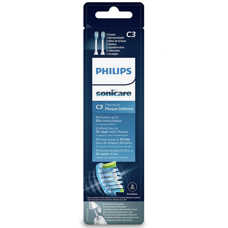 Philips - Brossettes - Sonicare C3 - Premium Plaque Defence - 2 Pièces - Blanc - HX9042