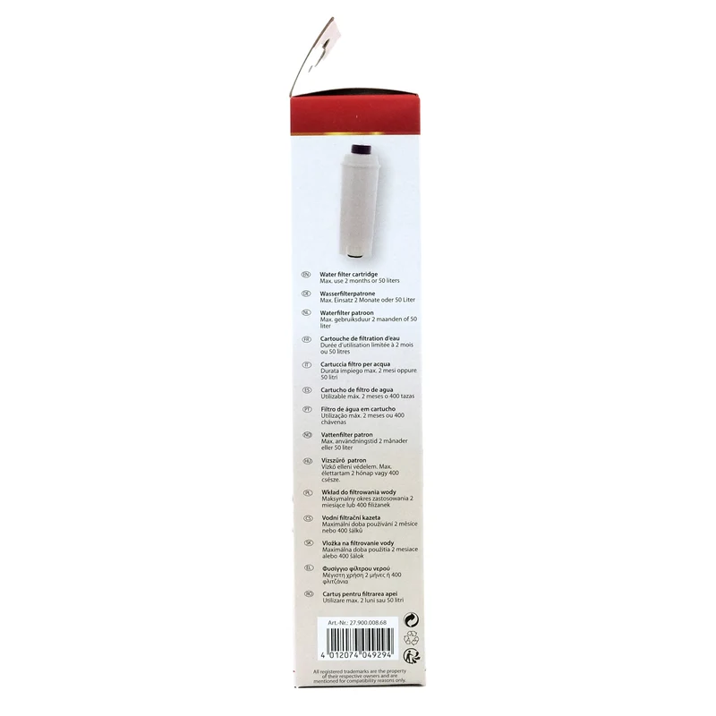 Scanpart Filtre à eau enfichable compatible avec DLSC002 applicable dans les machines à café de DeLonghi|AEG|Electrolux|Zanussi