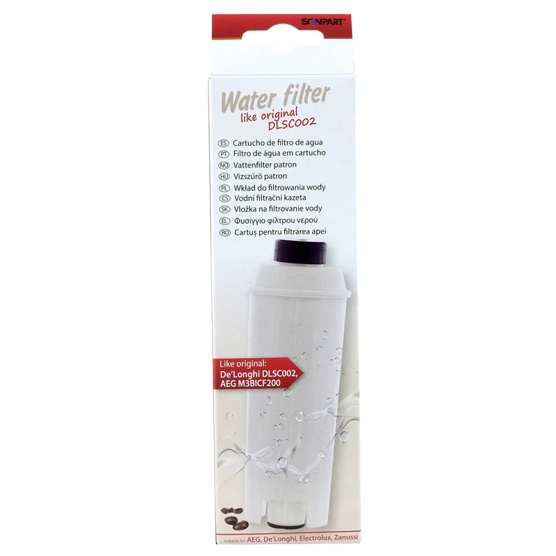 Scanpart Filtre à eau enfichable compatible avec DLSC002 applicable dans les machines à café de DeLonghi|AEG|Electrolux|Zanussi