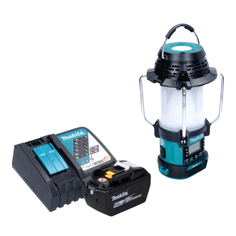 Radio sans fil Makita DMR 056 18 V FM DAB+ avec lanterne et lampe torche 360° IP65 + 1 batterie 9,0 Ah + chargeur