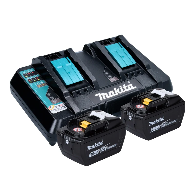 Kit Makita Power Source 18 V avec 2 batteries BL 1890 9,0 Ah + double chargeur rapide DC 18 RD