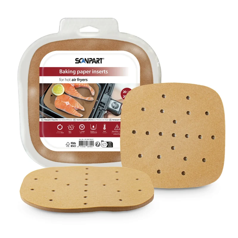 SCANPART - Papier cuisson pour friteuse à air chaud - 100 pièces - 20 cm x 20 cm