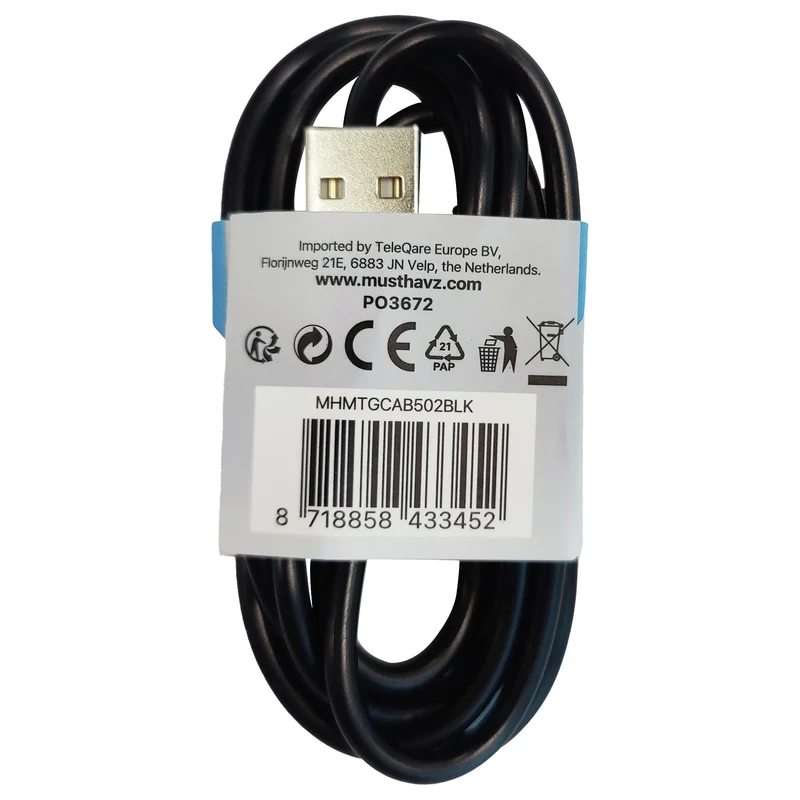MUSTHAVZ - Câble de chargement et de données - USB 2.0 USB-A (Mâle) - USB-C (Mâle) - 1,0 m