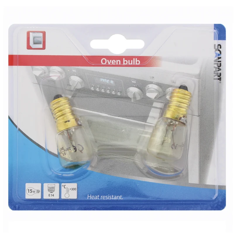 SCANPART - Oven Lamp - E14 - 15 W - 110 Lumen - 2700 K - Bright - T22 - Duo Pack