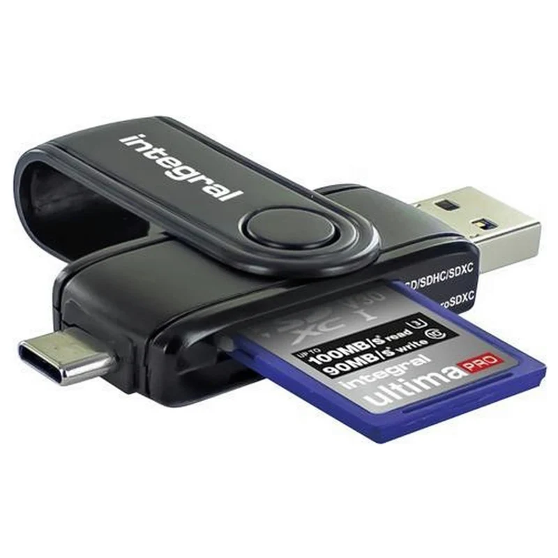 INTEGRAL - Lecteur de carte SD - USB-A / USB-C - Pour carte mémoire SD & carte mémoire microSD