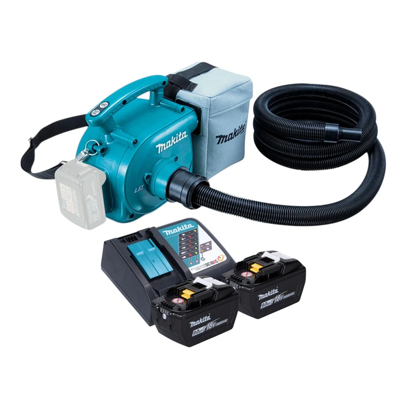 Aspirateur sans fil Makita DVC 350 Z 18 V + 2 batteries 9,0 Ah + chargeur