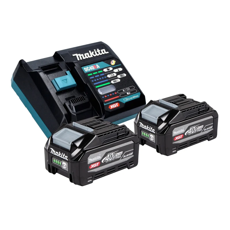 Kit Makita Power Source 2 batteries BL 4040 F 40 V max. 4,0 Ah XGT (2x 1910N6-8) + chargeur DC 40 RA (191E07-8)