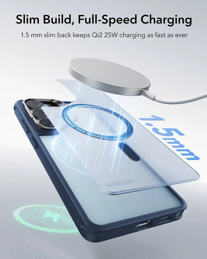 Galaxy S26 Ultra Bundle Classic Hybrid Magnetic Case (Stash Stand) and Armorite® Pro Screen Protector - Frosted Blue