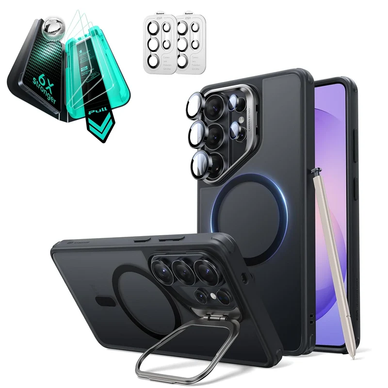 Galaxy S26 Ultra Bundle Classic Hybrid Magnetic Case (Stash Stand) and Armorite® Screen Protector - Frosted Black