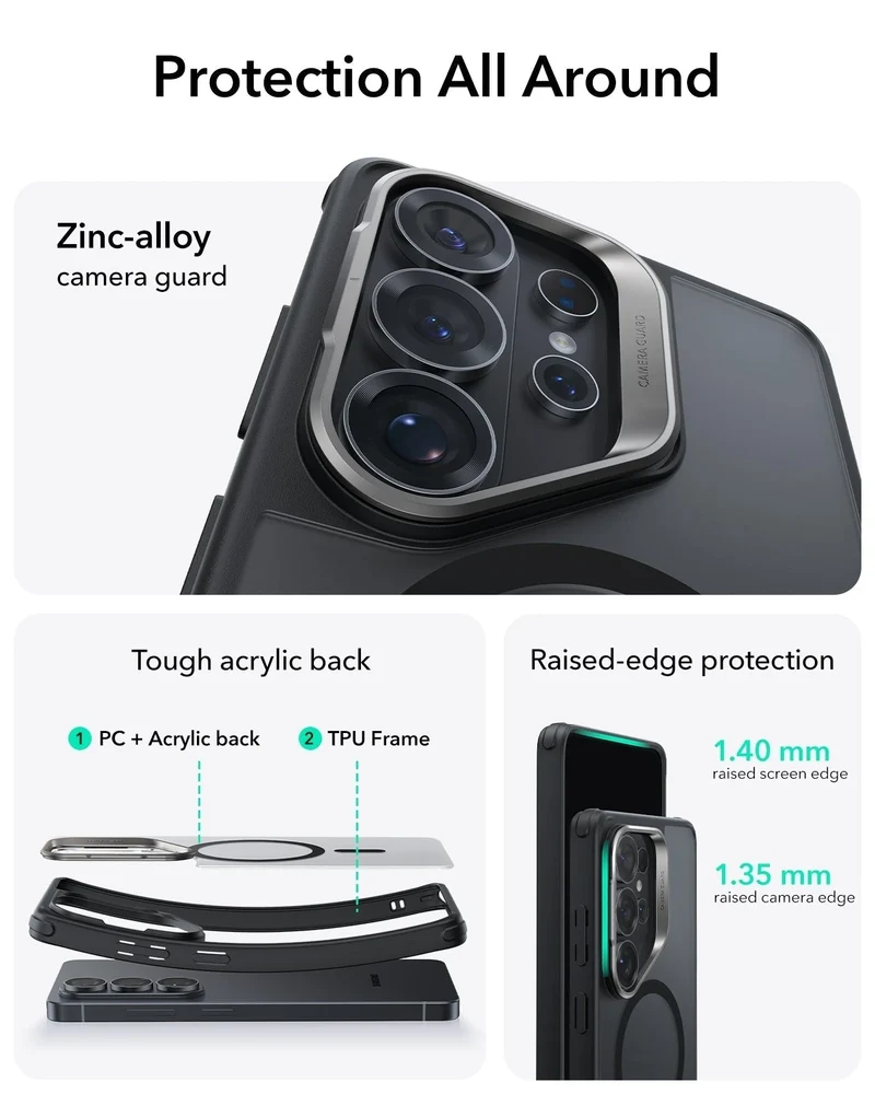 Galaxy S26 Ultra Bundle Classic Hybrid Magnetic Case (Stash Stand) and Armorite® Pro Screen Protector - Frosted Black