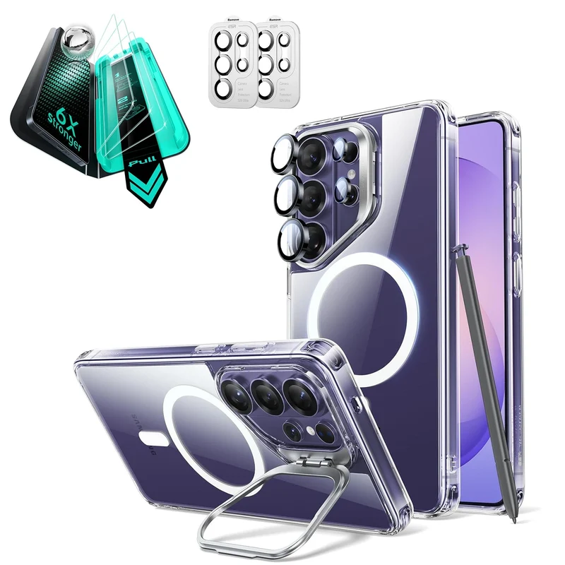 Galaxy S26 Ultra Bundle Classic Hybrid Magnetic Case (Stash Stand) and Armorite® Screen Protector - Clear