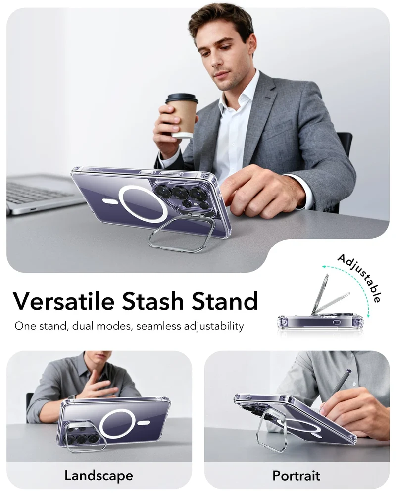 Galaxy S26 Ultra Classic Hybrid Magnetic Case (Stash Stand) - Clear