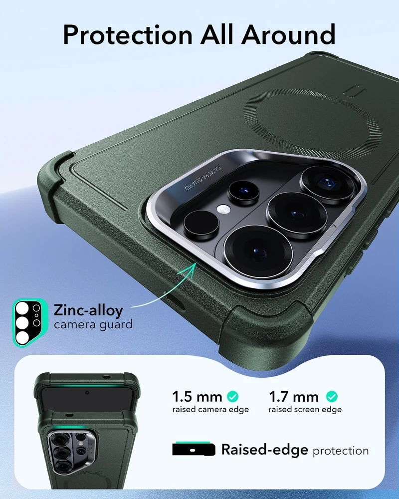 Galaxy S26 Ultra Cyber Tough Magnetic Case (Stash Stand) - Olive Green