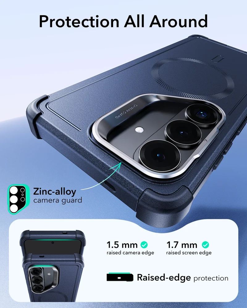 Galaxy S26 Cyber Tough Magnetic Case (Stash Stand) - Navy Blue