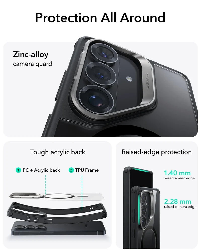 Galaxy S26 Classic Hybrid Magnetic Case (Stash Stand) - Clear Black