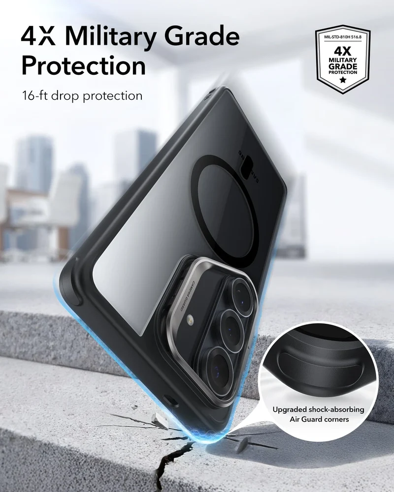 Galaxy S26 Classic Hybrid Magnetic Case (Stash Stand) - Clear Black