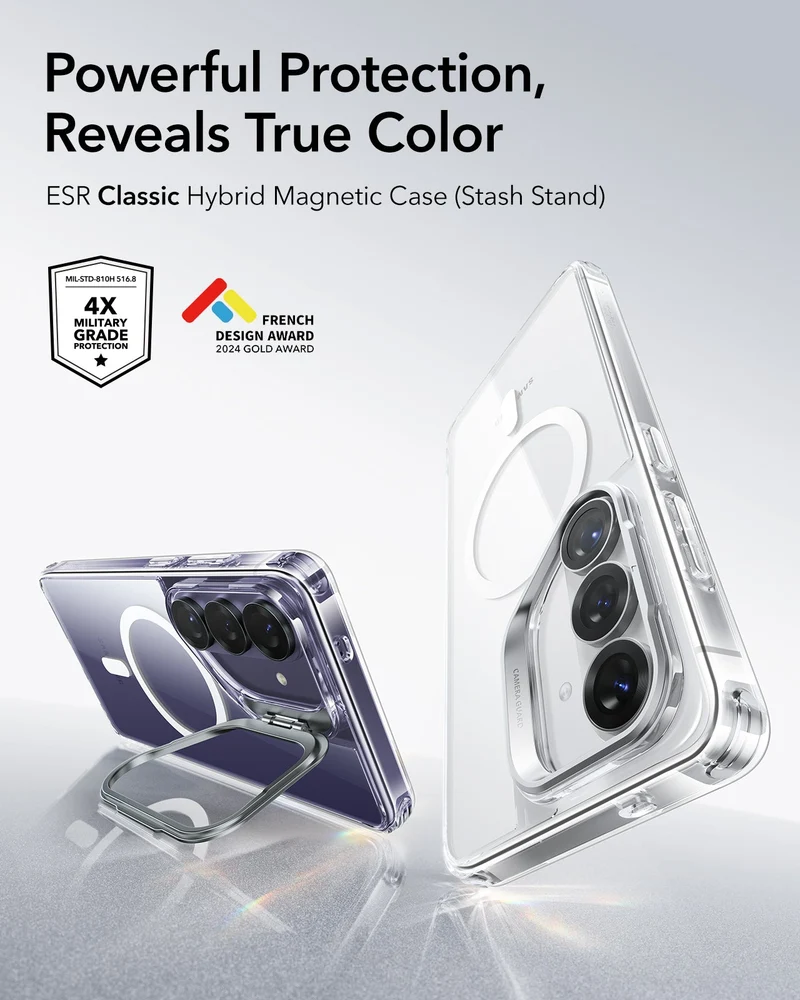 Galaxy S26 Classic Hybrid Magnetic Case (Stash Stand) - Clear