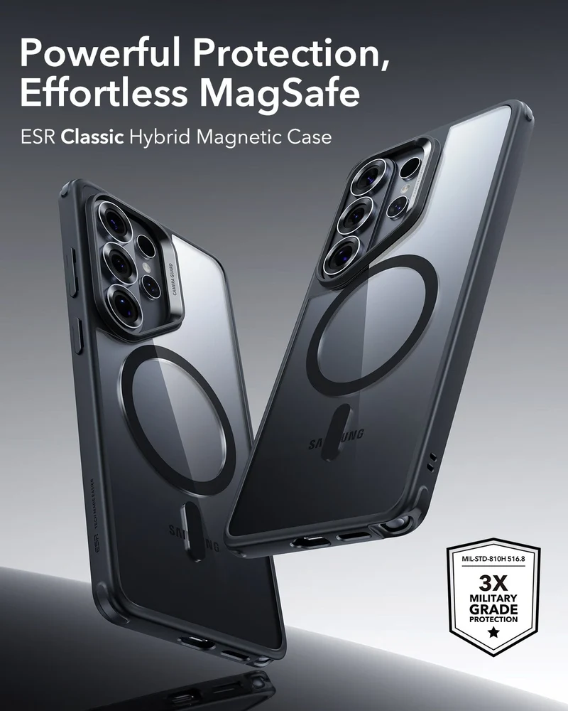 Galaxy S26 Ultra Classic Hybrid Magnetic Case - Clear Black