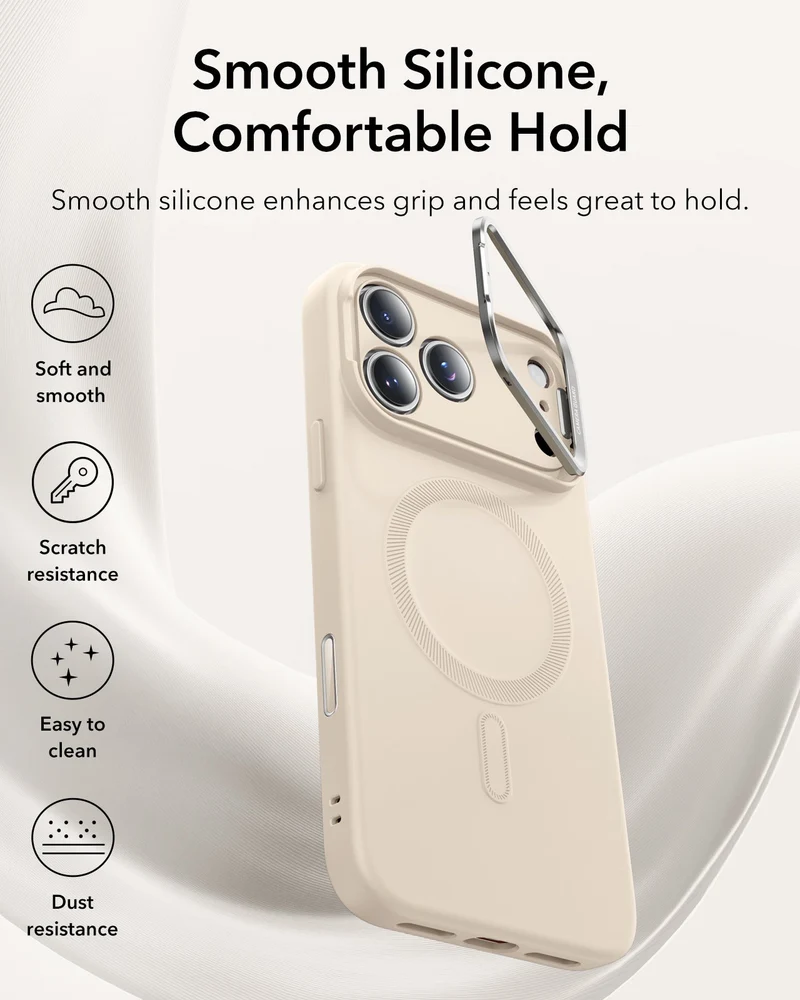iPhone 17 Pro Max Cloud Soft Magnetic Case (Camera Control, Stash Stand) - Light Tan