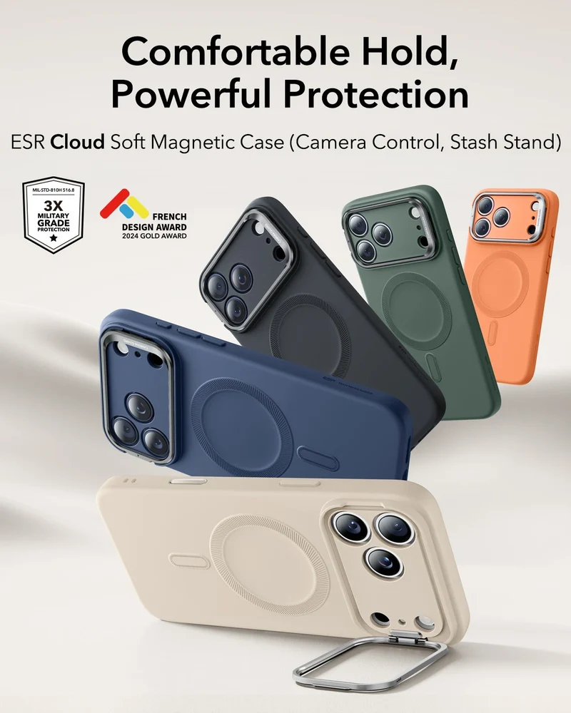 iPhone 17 Pro Cloud Soft Magnetic Case (Camera Control, Stash Stand) - Light Tan