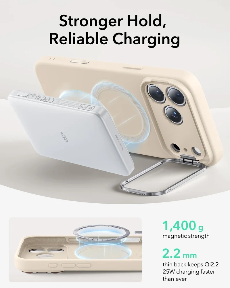 iPhone 17 Pro Cloud Soft Magnetic Case (Camera Control, Stash Stand) - Light Tan