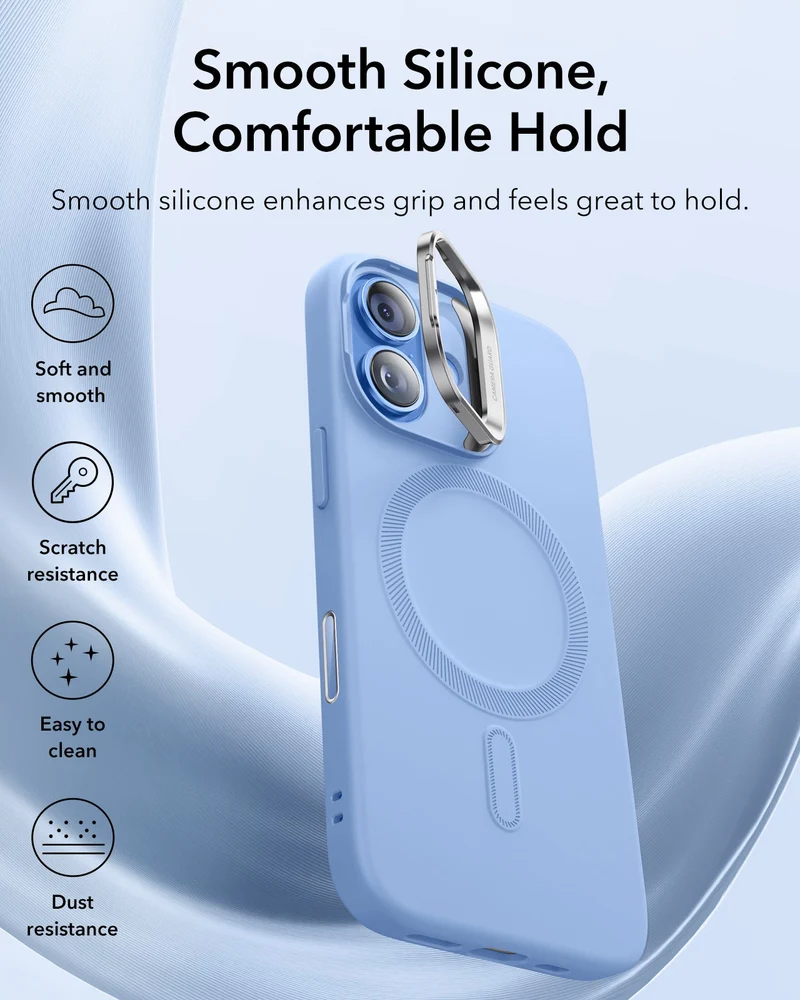 iPhone 17 Cloud Soft Magnetic Case (Camera Control, Stash Stand) - Mist Blue
