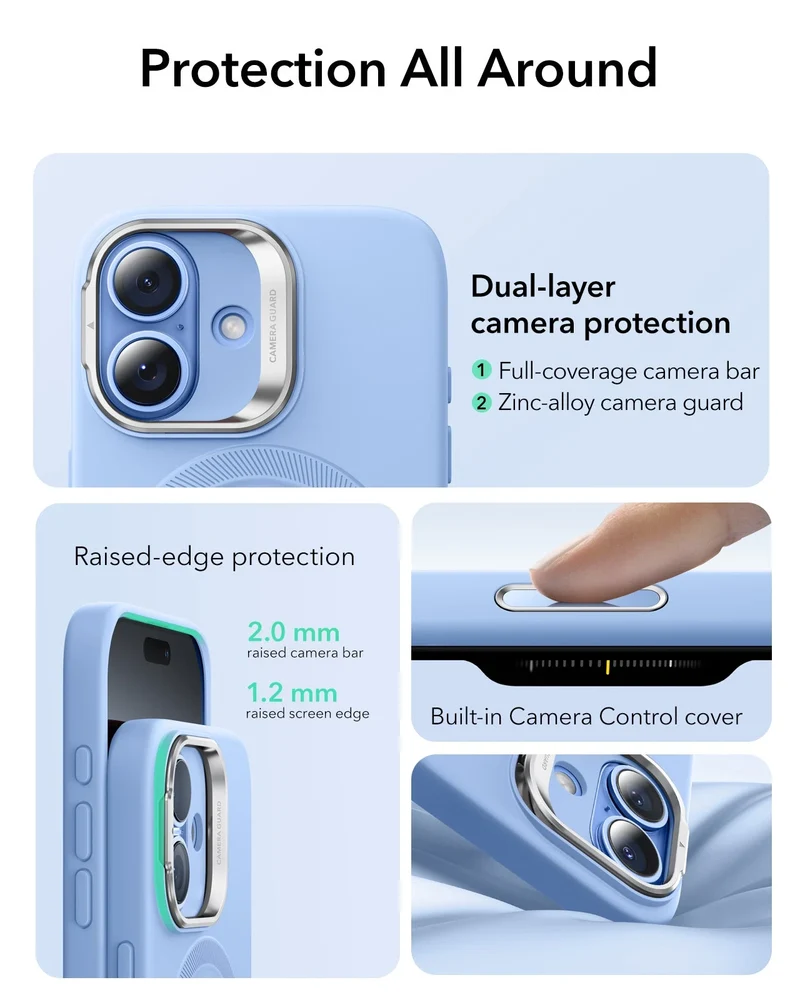 iPhone 17 Cloud Soft Magnetic Case (Camera Control, Stash Stand) - Mist Blue