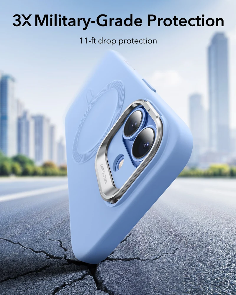 iPhone 17 Cloud Soft Magnetic Case (Camera Control, Stash Stand) - Mist Blue