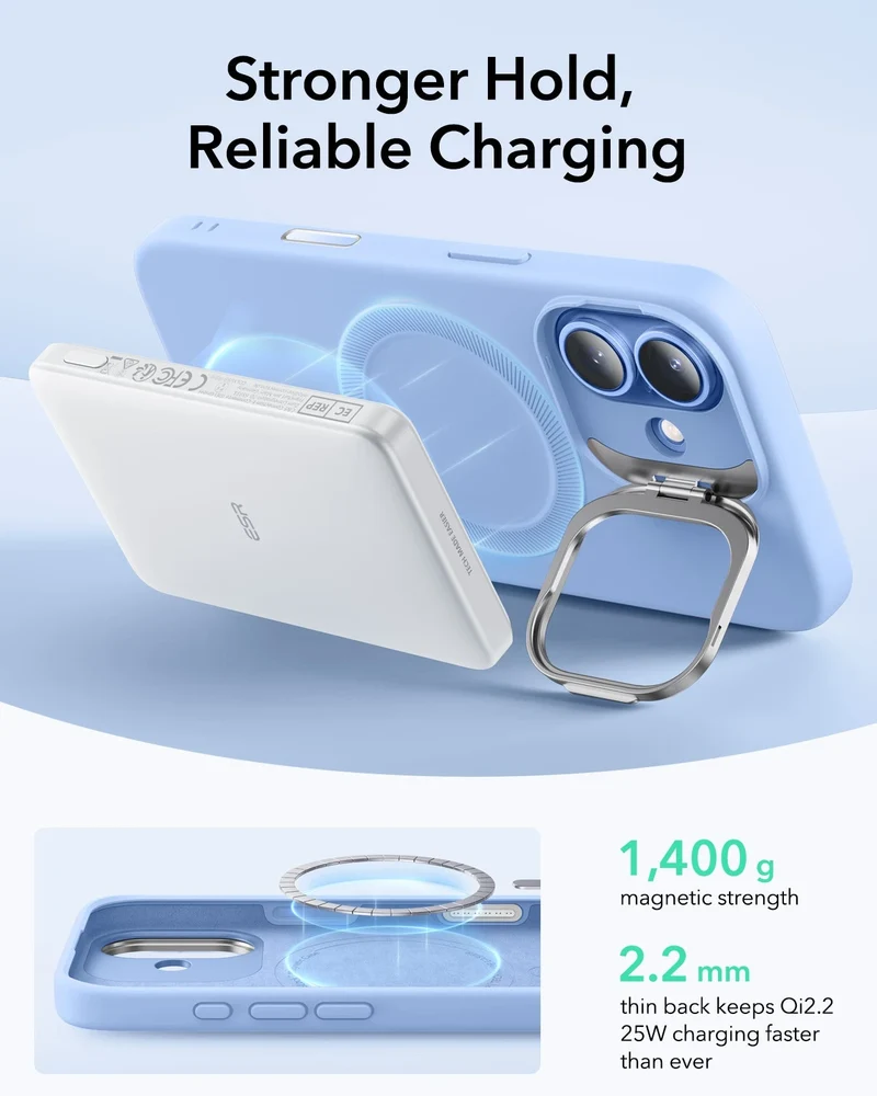 iPhone 17 Cloud Soft Magnetic Case (Camera Control, Stash Stand) - Mist Blue