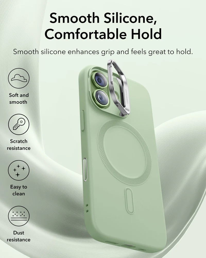 iPhone 17 Cloud Soft Magnetic Case (Camera Control, Stash Stand) - Sage Green