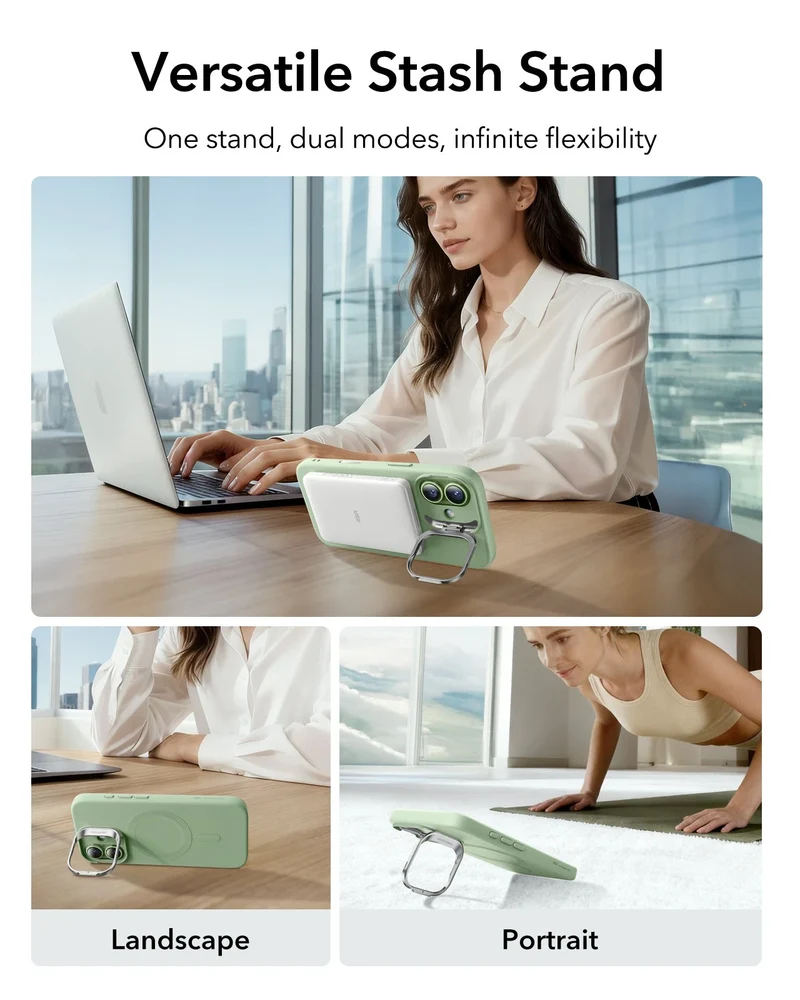 iPhone 17 Cloud Soft Magnetic Case (Camera Control, Stash Stand) - Sage Green