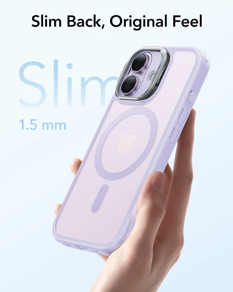 iPhone 17 Classic Hybrid Magnetic Case (Camera Control, Stash Stand) - Frosted Light Purple