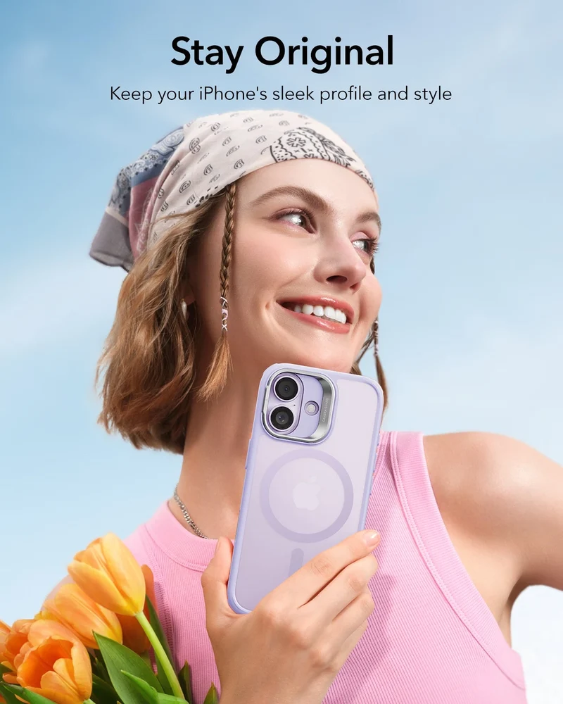 iPhone 17 Classic Hybrid Magnetic Case (Camera Control, Stash Stand) - Frosted Light Purple