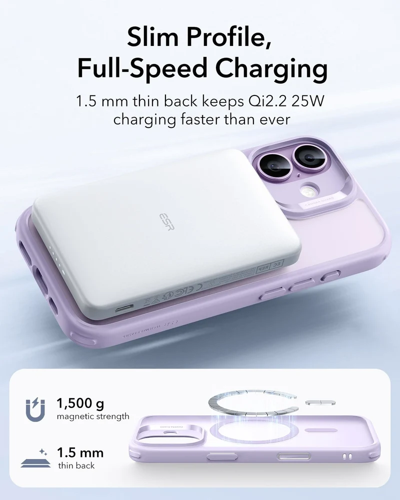 iPhone 17 Classic Hybrid Magnetic Case (Camera Control) - Frosted Light Purple