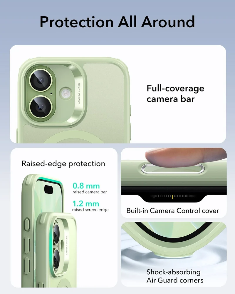 iPhone 17 Classic Hybrid Magnetic Case (Camera Control) - Frosted Light Green