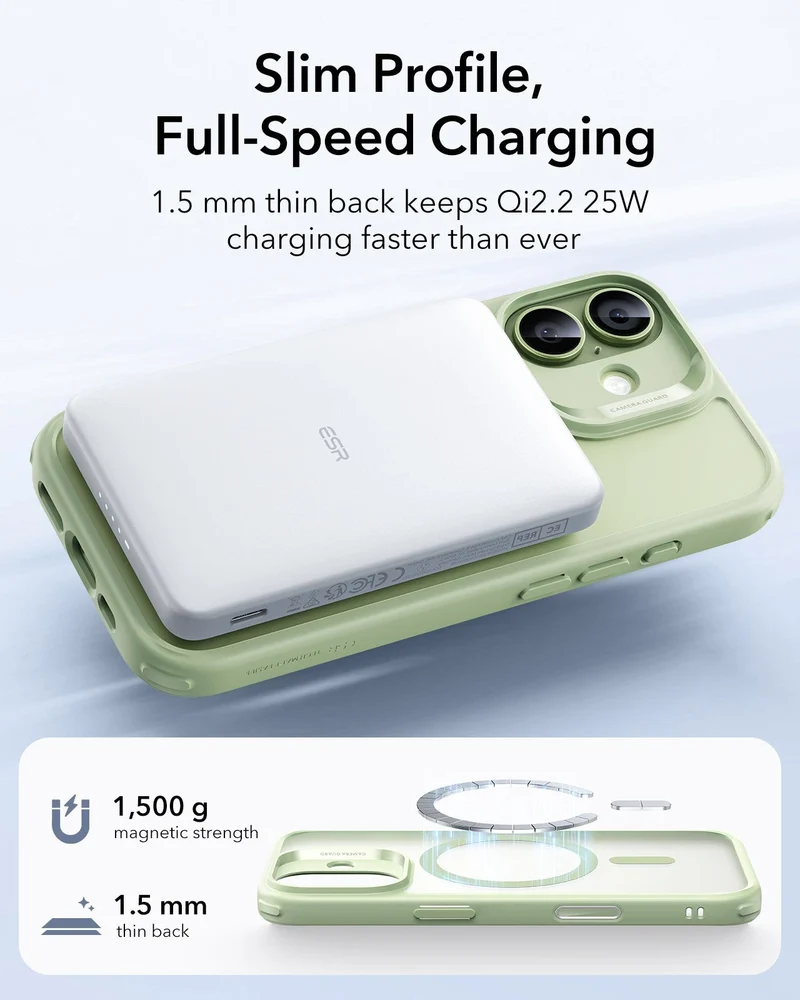 iPhone 17 Classic Hybrid Magnetic Case (Camera Control) - Frosted Light Green