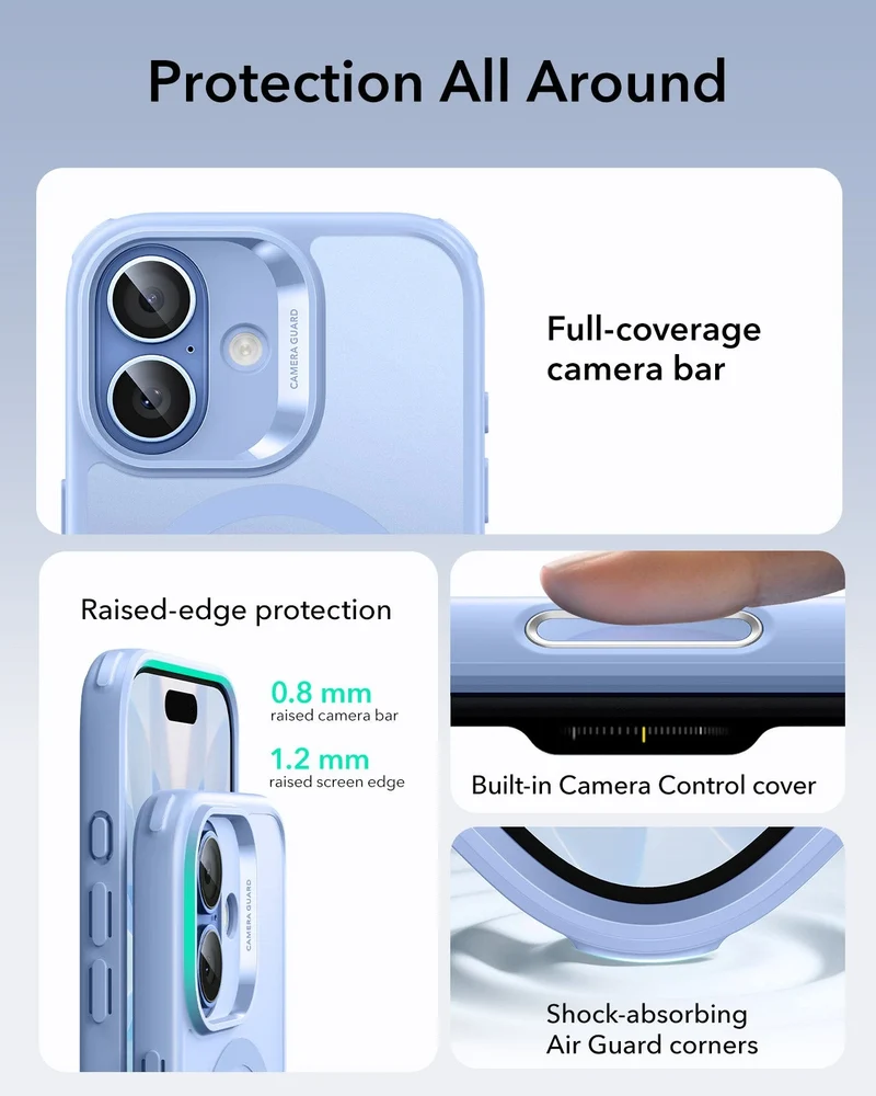 iPhone 17 Classic Hybrid Magnetic Case (Camera Control) - Frosted Light Blue