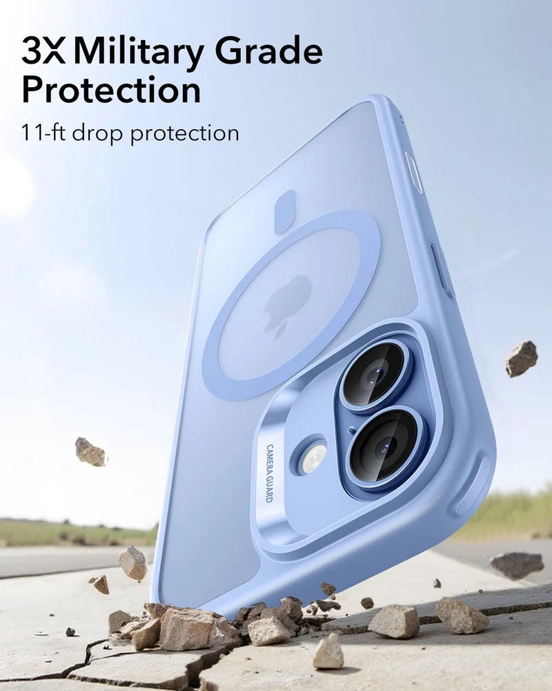 iPhone 17 Classic Hybrid Magnetic Case (Camera Control) - Frosted Light Blue
