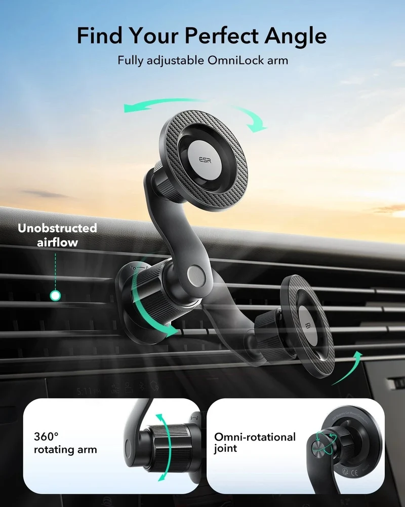 OmniLock Magnetic Car Mount (Air Vent) - Black