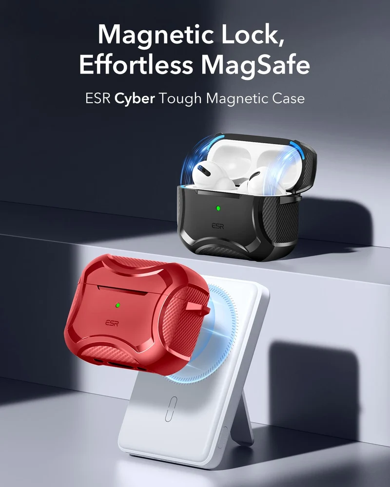 AirPods Pro 3 Cyber Tough Magnetic Case - Dark Red