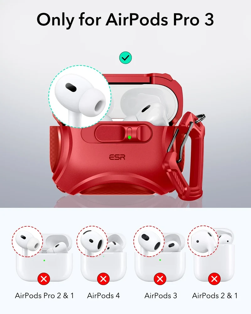 AirPods Pro 3 Cyber FlickLock Magnetic Case - Dark Red