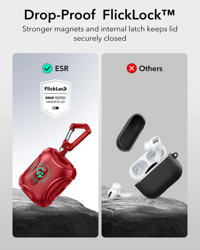 AirPods Pro 3 Cyber FlickLock Magnetic Case - Dark Red