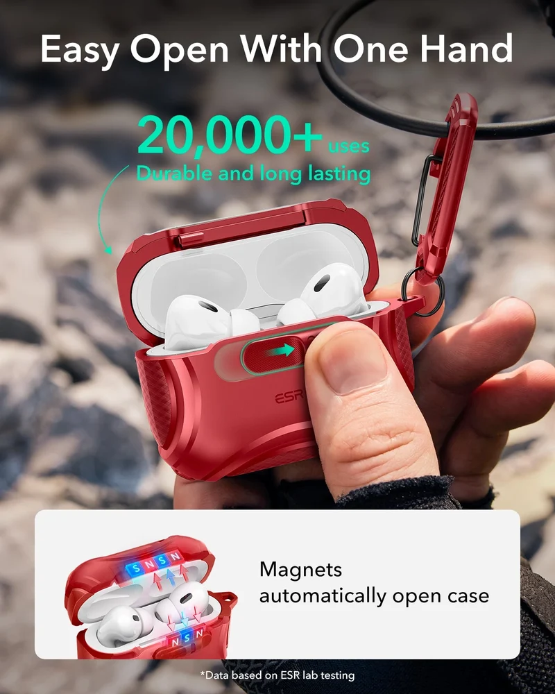 AirPods Pro 3 Cyber FlickLock Magnetic Case - Dark Red