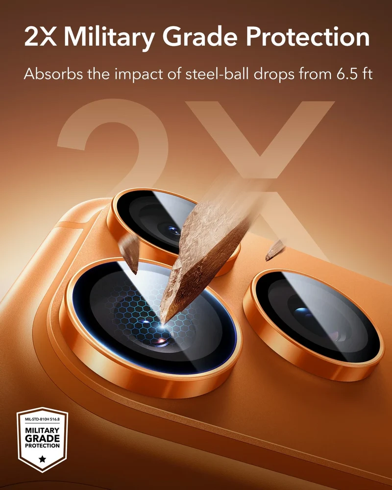 iPhone 17 Pro Max/17 Pro Armorite®️ Camera Lens Protector - Orange
