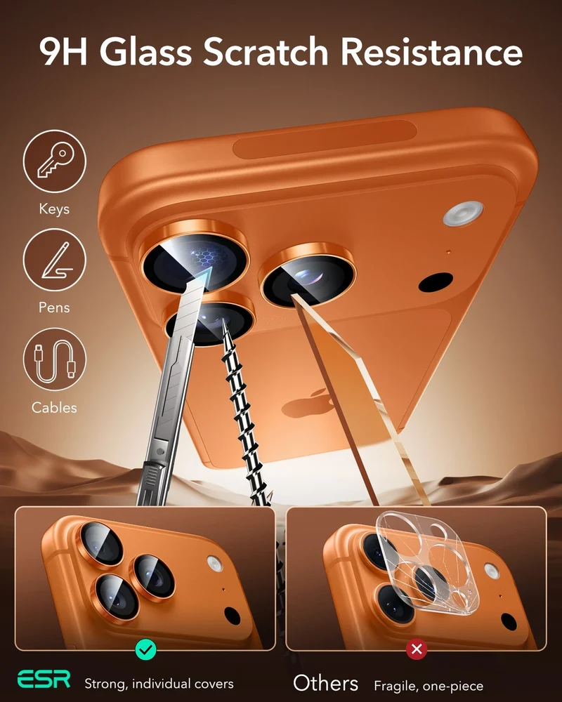 iPhone 17 Pro Max/17 Pro Armorite®️ Camera Lens Protector - Orange