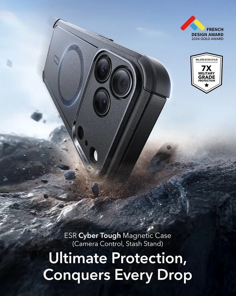 iPhone 17 Pro Cyber Tough Magnetic Case (Camera Control) - Black