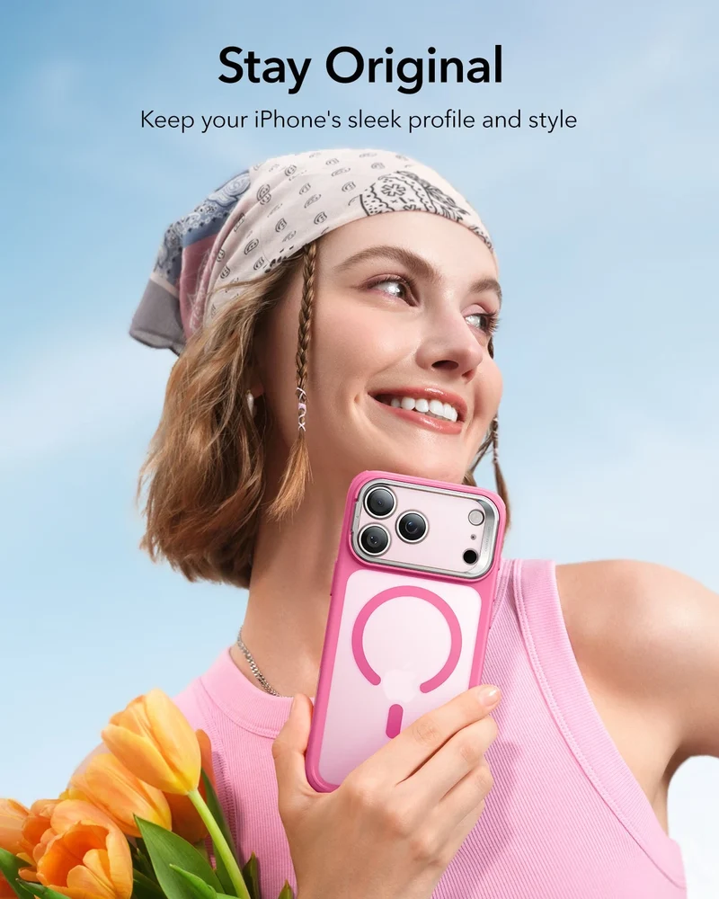 iPhone 17 Pro Max Classic Hybrid Magnetic Case (Camera Control, Stash Stand) - Frosted Pink