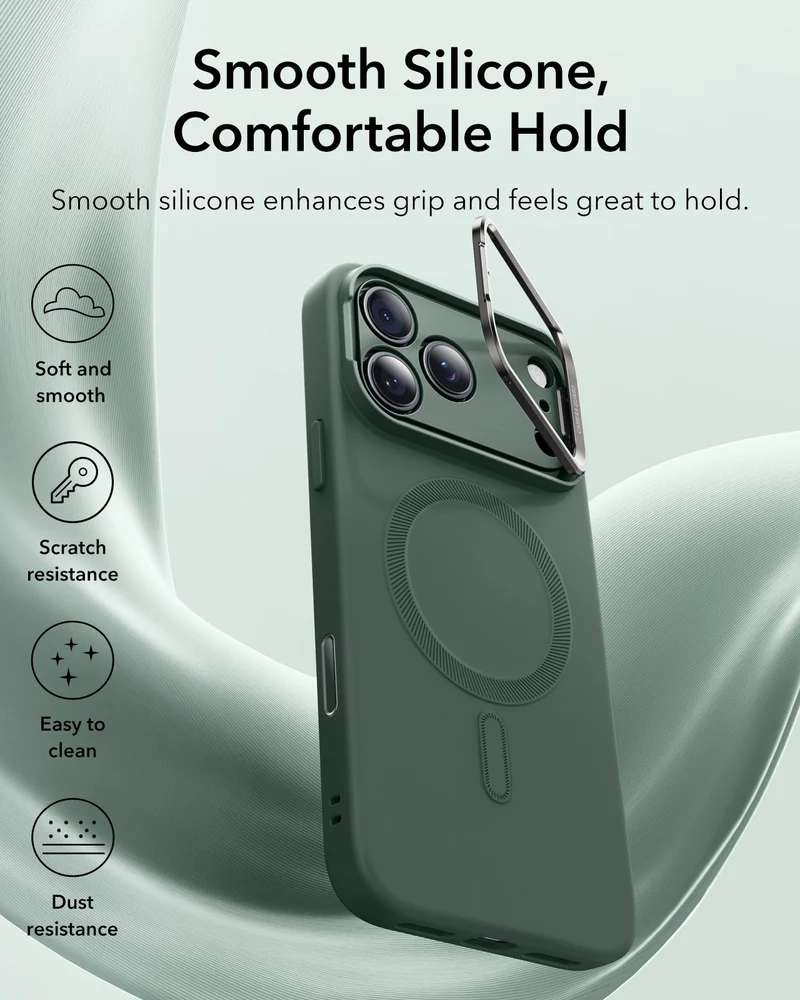 iPhone 17 Pro Max Cloud Soft Magnetic Case (Camera Control, Stash Stand) - Olive Green