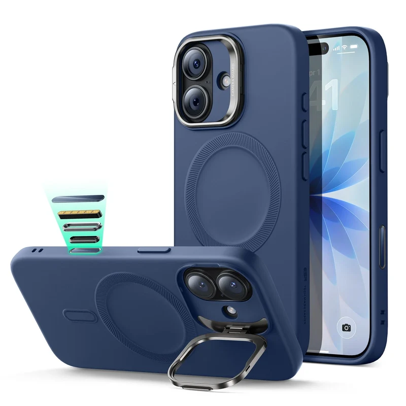 iPhone 17 Cloud Soft Magnetic Case (Camera Control, Stash Stand) - Navy Blue