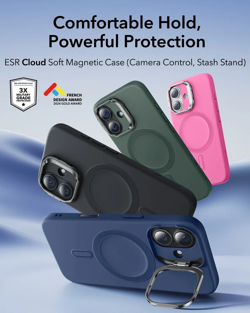 iPhone 17 Cloud Soft Magnetic Case (Camera Control, Stash Stand) - Navy Blue